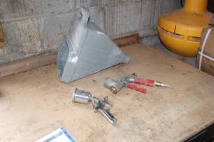 lot 825 image: Lot of (3) Wal-Board Texture-Pro Texture Sprayers (x2), Wal-board Tools Material Hopper (x1)