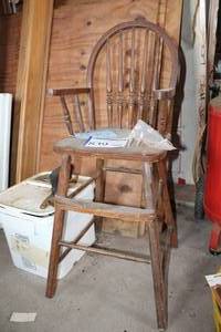 lot 839 image: Childrens Wood High Chair
