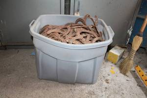 lot 852 image: Lot of (1 Bin) Horseshoes