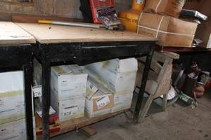 lot 888 image: Wood Work Bench 1-Drawer 1-Storage Shelf