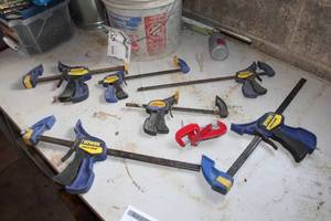 lot 948 image: Lot of (9) Irwin Quick-Grip Slide Clamps (x6), C-Clamps (x3)