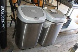 lot 985 image: Lot of (4) Stainless Steel Automatic Garbage Cans