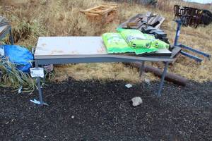 lot 1066 image: Lot of (3) Composite Top Metal Tables