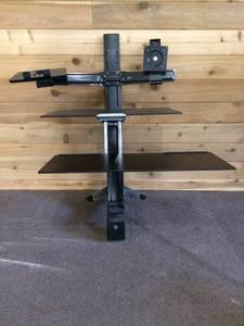 MSRP $1200 Ergotron WorkFit-S Sit-Stand Dual Monitor Workstation With What Appears To Be A Laptop Kit - Excellent Condition Electronics Not Included