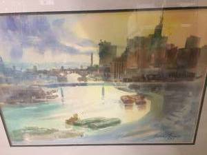 Framed &amp Matted Randy Penner Minneapolis Watercolor Print #4 of 90 Noted on Back