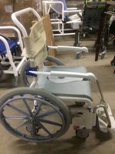WOW Self Propelled Commode Wheelchair Take In The&nbspShower Or In The Pool&nbspwPadded Bench Seat &amp Plus Footrests - Great Condition