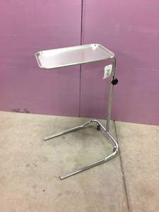 Medical Mayo Surgical Instrument Stand Tray Stainless On Wheels- Height Adjustable - Good Condition