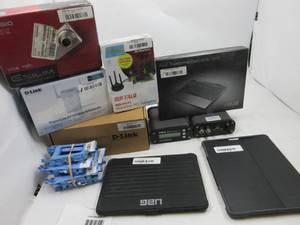 lot 17 image: Huge lot of electronics Camera, Network, covers, hard drive holders and more