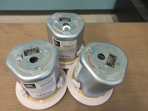 lot 42 image: Lot of 3 JBL Control 24CT Micro 2-Way Vented Ceiling Speaker Built-in Transformer, 4 Woofer
