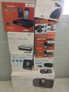 lot 68 image: Huge mix lot of wireless speakers clocks and more accessories open box items