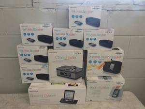 lot 70 image: Huge lot of Memorex blue tooth speakers and more open box items