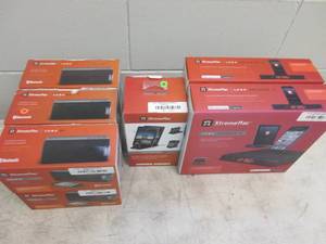 lot 71 image: Huge lot of ExtremeMac Blue tooth speakers, chargers and clocks