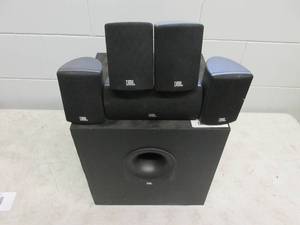 lot 76 image: JBL Speaker system set up 2 Front, 2 Rear, 1 Center, and 1 SubWoofer
