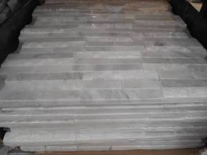 lot 5 image: (10) Churchill White Split Face 11.75 in. x 12.625 in. x 13 mm Splitface Textured Marble Mosaic Tile
