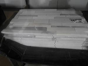 lot 13 image: (13) Moderno Blanco Interlocking 12 in. x 18 in. x 8 mm Metal Stone Blend Mesh-Mounted Mosaic Tile