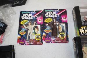 lot 453 image: Lot of (2) JusToys Bendems Luke Skywalker Star Wars Figurine, Obi Wan Kenobi Star Wars Figurine