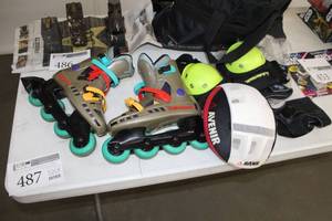 lot 487 image: Roller Blades, Avenir SMMED Helmet, Pads, Carry Case