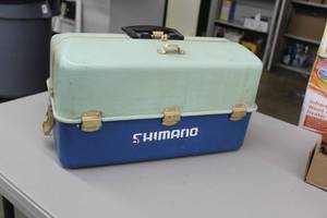 lot 483 image: Shimano Vintage Plastic Fishing Tackle Box
