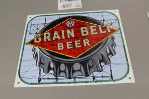 lot 497 image: Limited Edition Grain Belt Beer Metal Sign