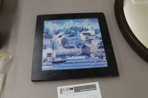 lot 514 image: Wood Frame City Scape Wall Art
