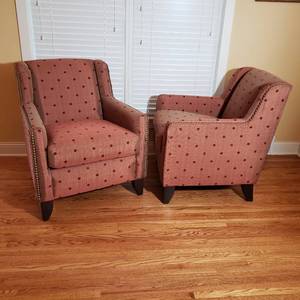 Vibrant Brass Tacked Armchairs by Bernhardt Furniture