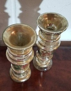 Vintage Pair of Mercury Glass Candle Holders