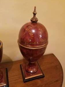 Pair of Lovely Decorative Painted Ceramic Urns