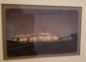 Charming Framed Vintage Postcard- Pavillion at Lake Harriet on a Concert Night