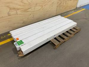 lot 13 image: HOME DECORATORS COLLECTION Lot of 5 Cases of-  Hand Scraped Strand Woven Almond 38 in. T x 5-18 in. W x 72-78 in. L Eng Click Bamboo Flooring (25.88 sq. ft.  case). 129 total sq. ft.