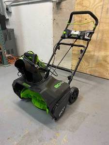 lot 45 image: GREENWORKS PRO 80V CORDLESS BRUSHLESS SNOW BLOWER WITH LED LIGHTS W 2.0 AH BATTERY and Charger