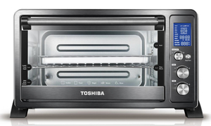 lot 59 image: TOSHIBA Digital 1500 W 6-Slice Black Convection Toaster Oven with Temperature Control