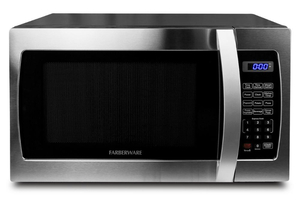 lot 66 image: FARBERWARE Professional 1.3 cu. Ft. 1000-Watt Countertop Microwave Oven in Stainless Steel
