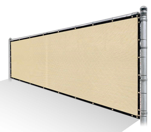 lot 101 image: COLOURTREE 4 ft. x 50 ft. Beige Privacy Fence Screen Mesh Fabric Cover Windscreen with Reinforced Grommets for Garden Fence