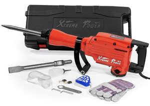 lot 106 image: XTREMEPOWERUS 2200-Watt Heavy-Duty Electric Jackhammer Demolition Hammer Concrete Breaker Tool Kit