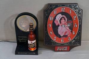 lot 155 image: Coca-Cola Clock, Leinenkugels Sign