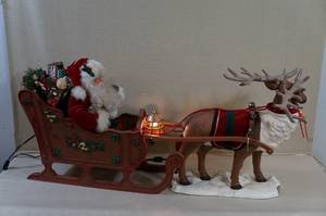 lot 137 image: Santa with Sleigh and Reindeer Christmas Decoration