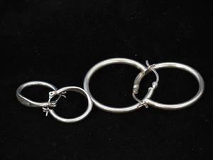 lot 37 image: Silver Hoop Earrings