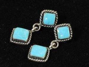 lot 45 image: Sterling Silver Turquoise Dangle Earrings