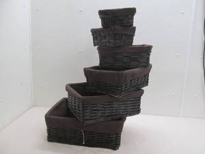 lot 120 image: Stackable storage baskets, decretive wicker