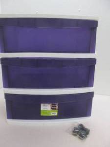 lot 232 image: 3 drawer storage, caster wheels