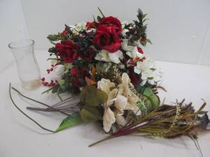 lot 245 image: Large assortment of artificial flowersgreenery