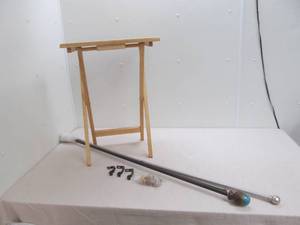 lot 364 image: TV tray, curtains, rods, hardware