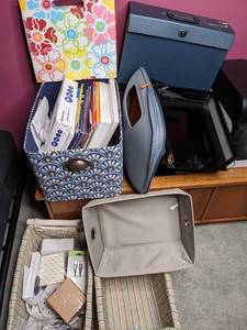 lot 255 image: Assorted Storage Totes and Office Supplies