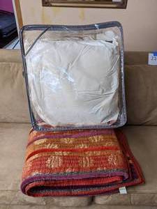 lot 225 image: Colorful Quilted Throw and Pillow