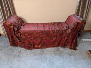 lot 228 image: Bench with Elegant Tapestry Covering