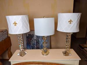 lot 235 image: Three Table Lamps with Glass Bases