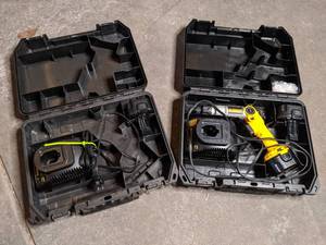 lot 335 image: DeWalt Two Position Cordless Drill with 2 Chargers and Extra Carrying Case