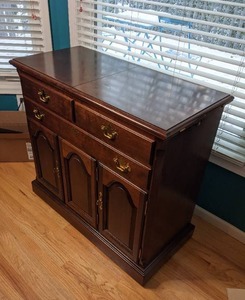 lot 101 image: Mahogany Stained Dresser with Fold-Out Top