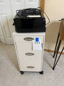 lot 143 image: Rolling Metal Cabinet and Epson XP-830 Printer