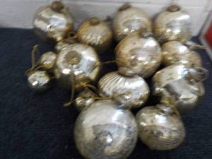 14 Vintage Gold Glass Xmas Ornament...